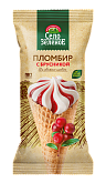 Вафельный рожок пломбир с брусникой "Село Зелёное" 15% 0,11кг